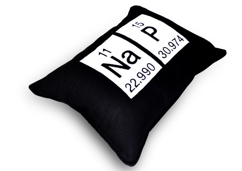 Periodic Table Geeky Nap Pillow - Chemistry Elements - Black Cotton Embroidered