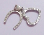 Horseshoe and Heart Sterling Silver Pendant Charm