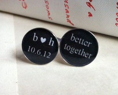 better together - custom with your initials and wedding date groom cufflinks