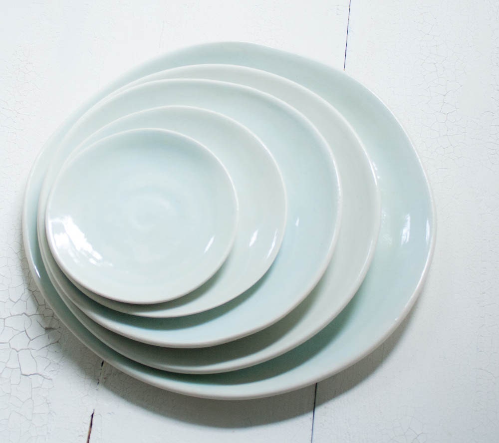 Stacked Plates Pale Aqua Small Serving Set