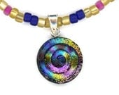 Rainbow Color Necklace and Pendant Pinks Purples Blues Dichroic Glass