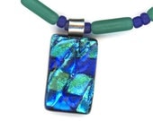Blue and Teal Necklace and Pendant, Dichroic Glass