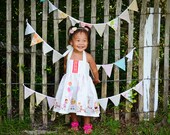 Pink Aqua And Peach Vintage Fabric Bunting, Garland, Banner, Pennant Decoration 9 Feet Handmade By A Fête Beckons On Etsy Il_170x135