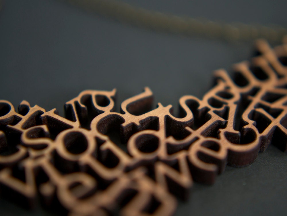 Modern Wooden Alphabet Necklace