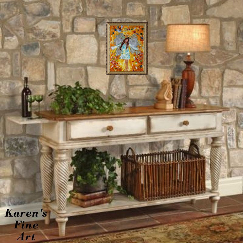 Original oil ANGEL PALETTE KNiFE painting modern impressionism impasto fine art by Karen Tarlton