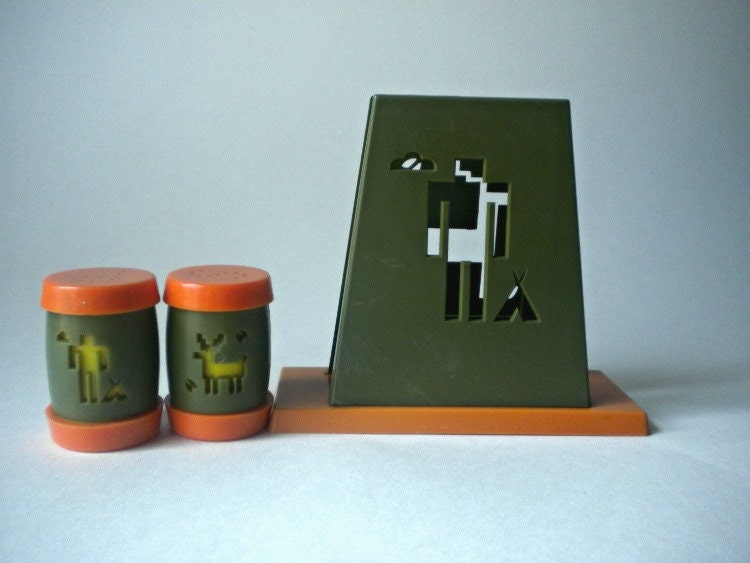 Vintage St. Labre Indian School S&P Shakers with Napkin Holder