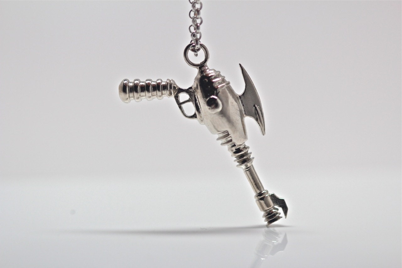 Ray Gun Necklace (24" silver chain) Original carving and it is Made in NYC
