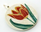 Pendant, Tulip, Handmade Decoupaged, FREE SHIPPING