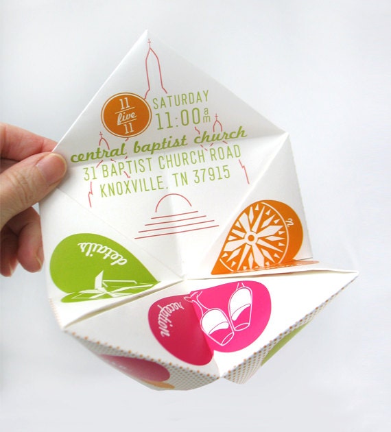 Cootie Catcher Wedding Invitation Suite SAMPLE