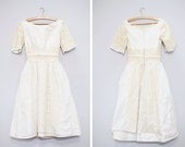 1960s Tea Length Lace Wedding Dress - XS