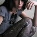Constellation leggings - sheer black embellished sequin and glitter - medium