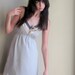 Grey minimal silk dress - geometric lines with deep v-neckline and zip up back - large