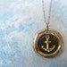 Anchor's Away.  Bronze Wax Seal Necklace. Nautical Wax Seal Jewelry. Sterling Silver Chain