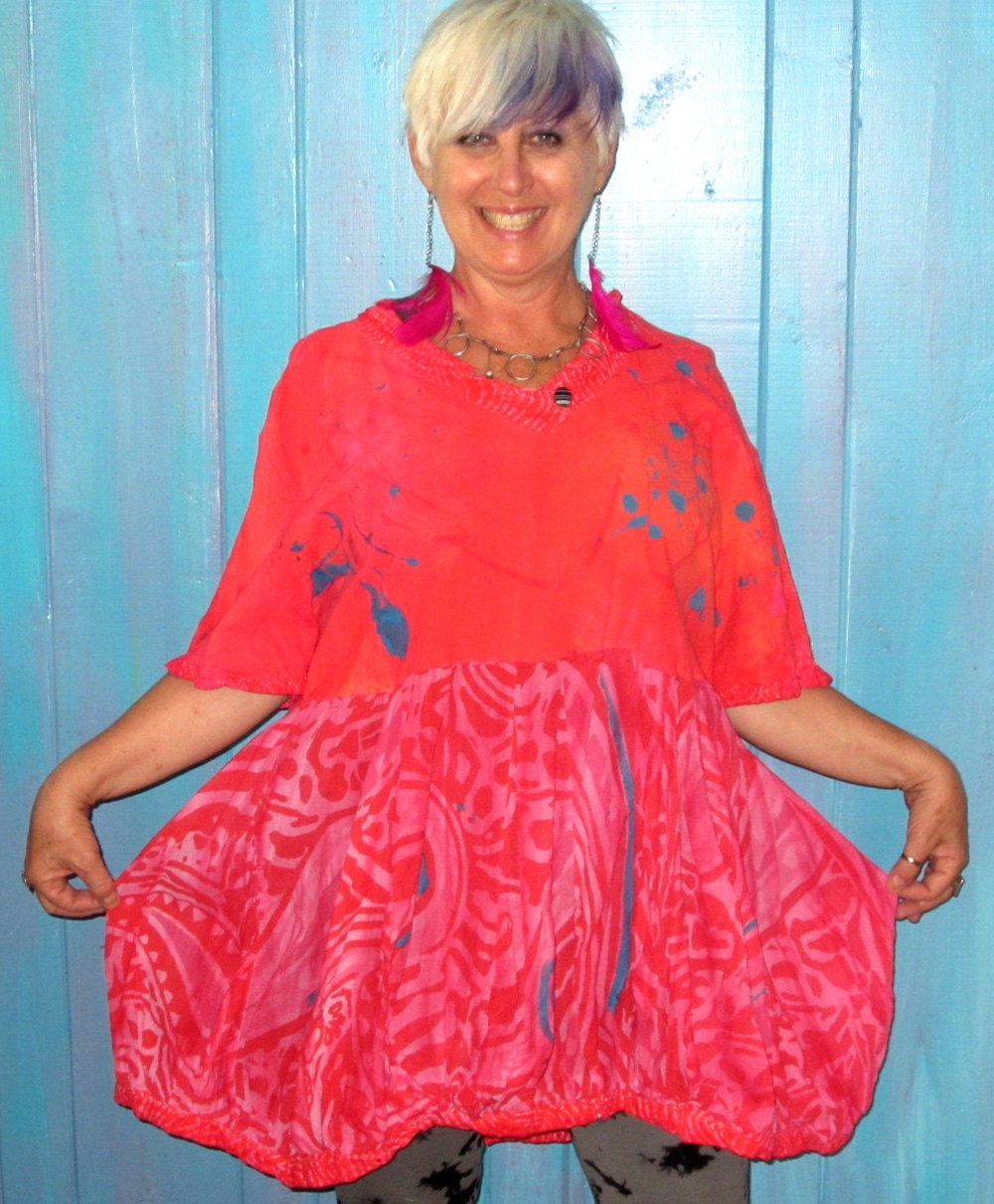 Fanciful Bubble Hem Tunic Dress fits up to 2x SALE