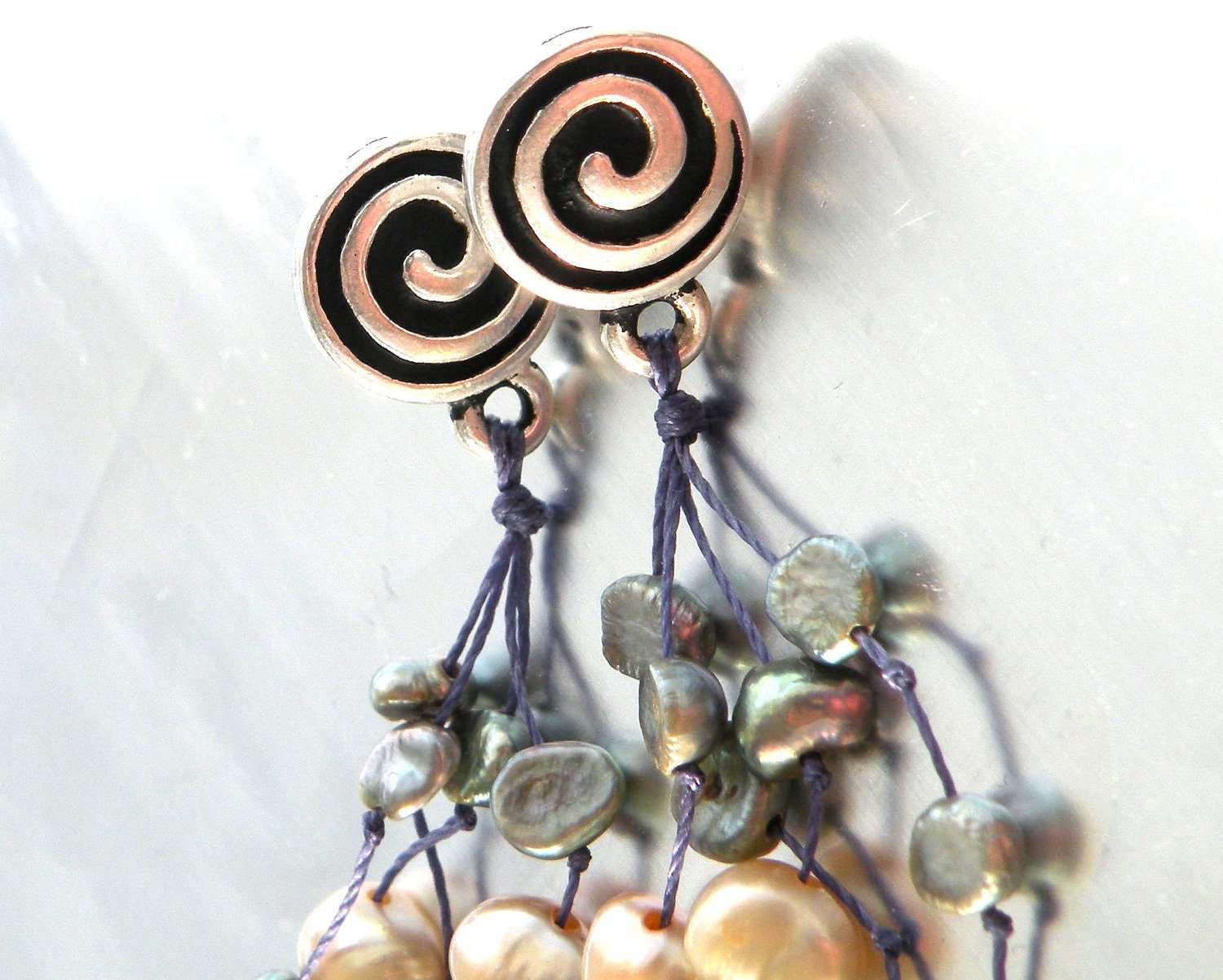 Cultured Pearl Earrings Cream Jewelry Long Post Earrings