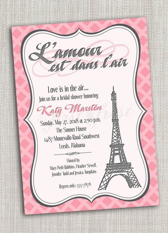 French Themed Eiffel Tower Paris Party Invitation Card - Wedding Bridal Shower Tea Luncheon Birthday Il_570xn