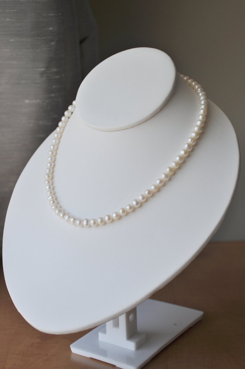 Ivory Freshwater Pearl Necklace - classic single strand lustrious - simple wedding jewelry for bride