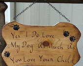 Dog Love Sign Wood Handpainted Bone Shape