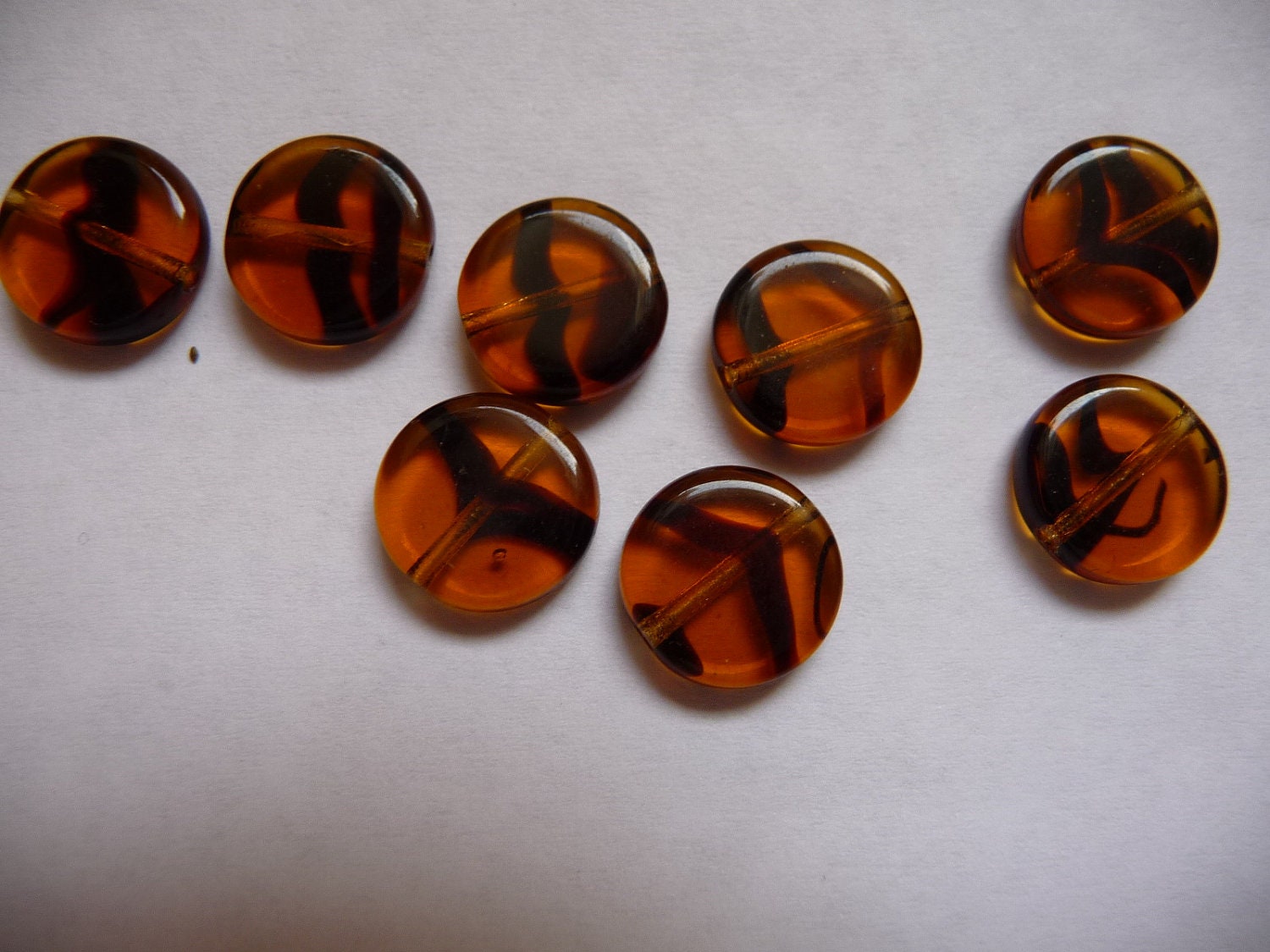 Bead, Preciosa Czech, pressed glass, tortoise, 10x3.5mm, flat round, Pkg Of 10