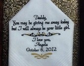 Personalized Hanky Wedding Gift Handkerchief from the Bride to her Father Best Man Brother By Canyon Embroidery