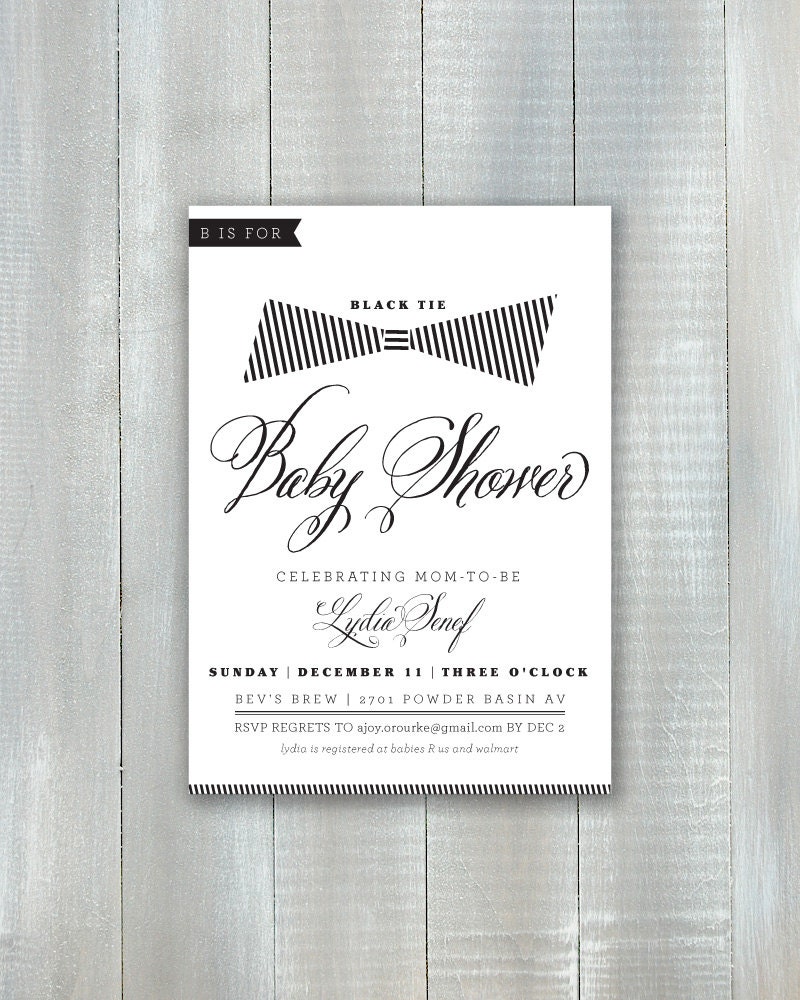 Black Tie Baby PDF Invitation
