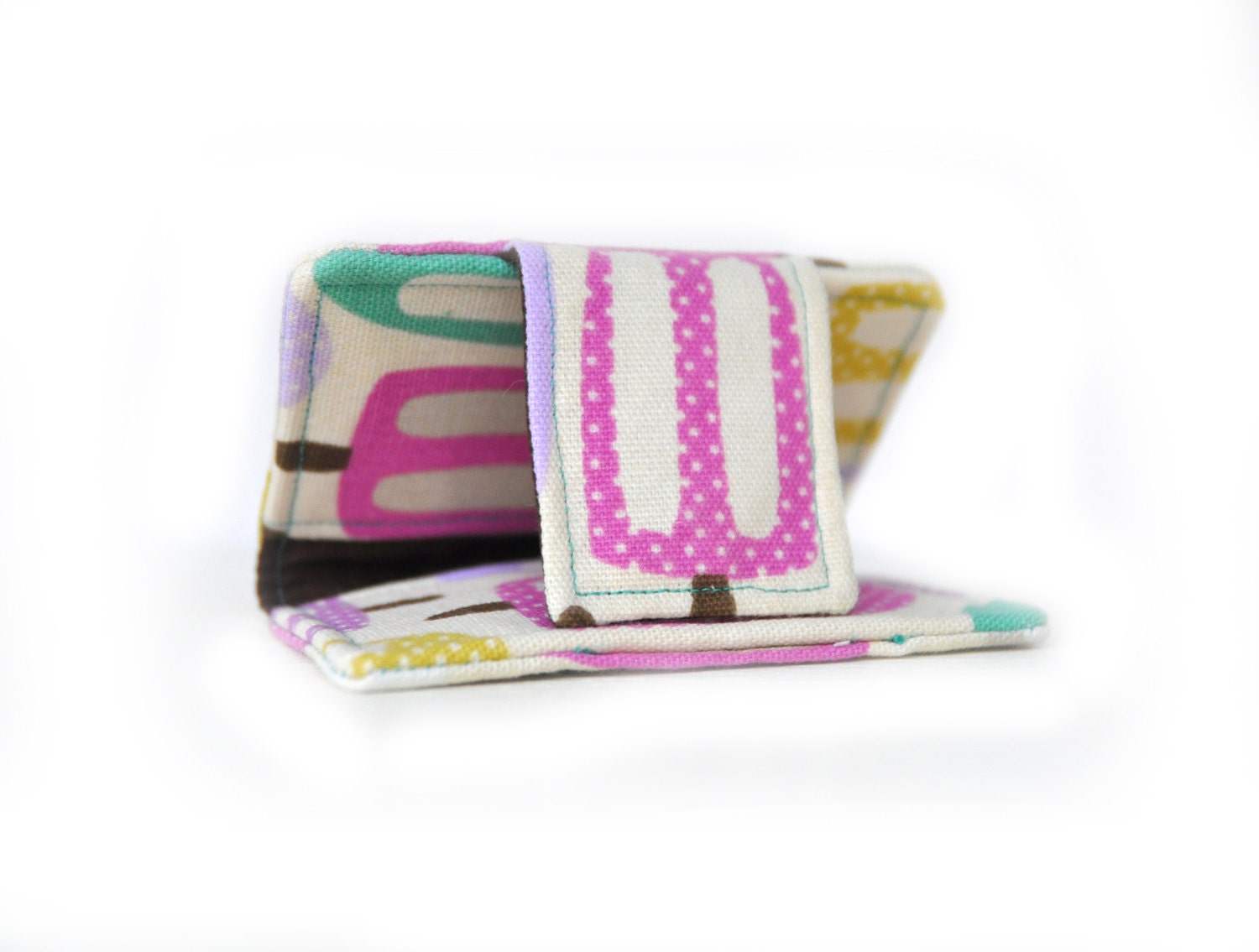 Summer Time Popsicles Mini Wallet and Business Card Case - Pastel Teal Pink Lavender Yellow