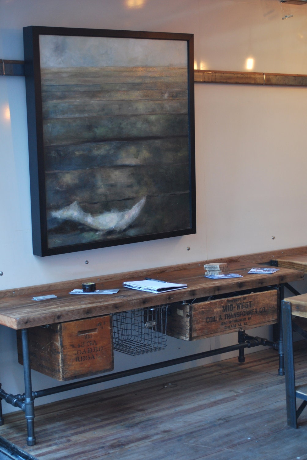 Industrial Reclaimed wood media/tv stand (150 year plus "old growth" wood)  48"  l x 14" deep  w x 20" tall