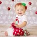 SHORT SLEEVE Christmas white red and green striped and polka dot present onesie ruffle bloomers diaper cover w/matching shabby chiffon