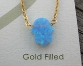 Opal Hamsa Necklace 14K Gold filled chain Opal Hamsa Jewelry Hand Protective Opal Jewelry Opal Hamsa Necklace Hand Hamsa Pendant
