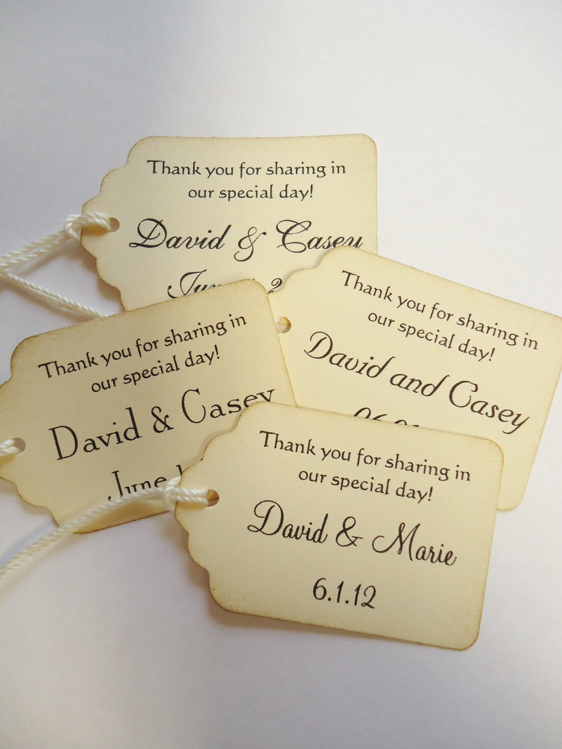 Thank You For Sharing In Our Special Day Custom Wedding Gift Tag with String 50 Pieces