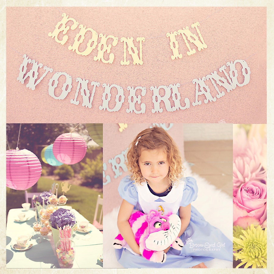 Alice in Wonderland  Party Banner- Custom Name