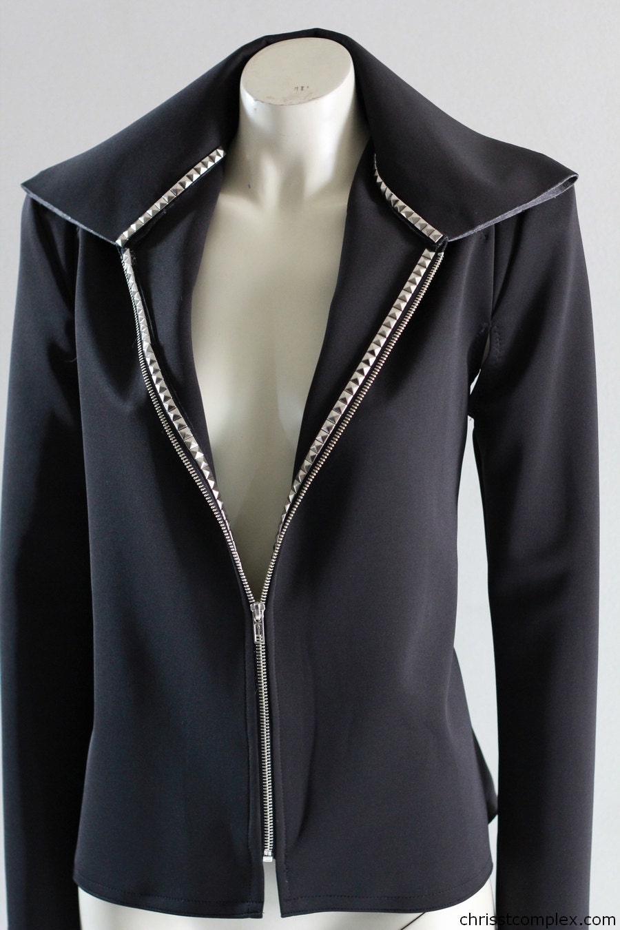 Jacket Black Coat Winter Tailored Jacket Studded Studs Gothic Rock Uni sex - Chrisst SPECIAL ETSY PRICE