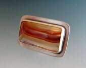 Handmade Red Agate Sterling Silver Cocktail Ring - Waves - Size 6.5 - Statement Ring