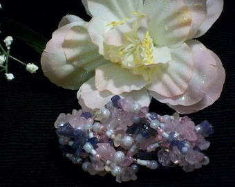 Tanzanite and Rose Quartz Hair Barrette Pretty in Pink