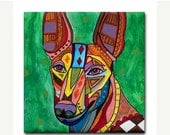 SALE ENDING - Cirneco dell Etna Dog Art Tile dog coasters - Dog Gifts - Black Red Yellow Ceramic Tile - Dog-Modern Abstract Print on Coaste