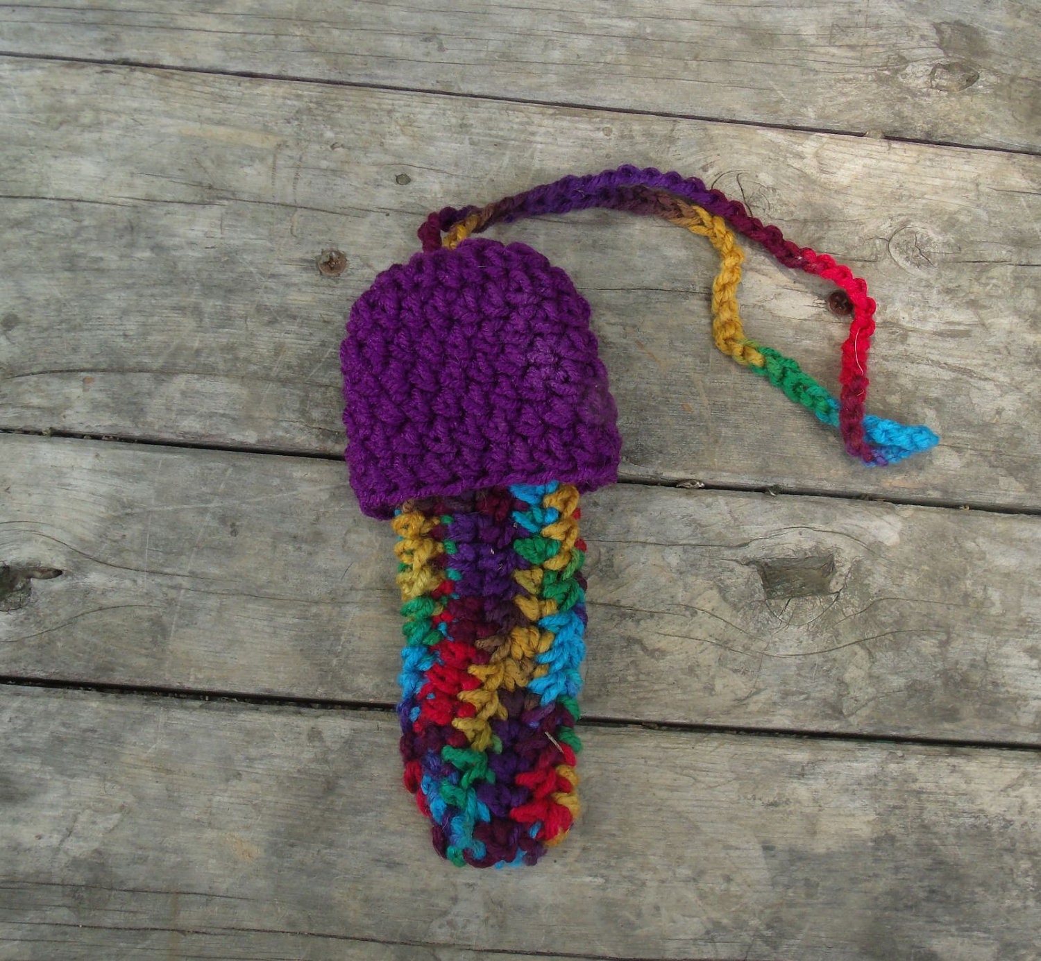 Crochet Mushroom Necklace / Mojo Bag / Amulet / Soft Sculpture / Shroom Toy
