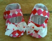 Baby Girl Shoes Pink and Red Polka Dots - Last Pair - Ready to Ship