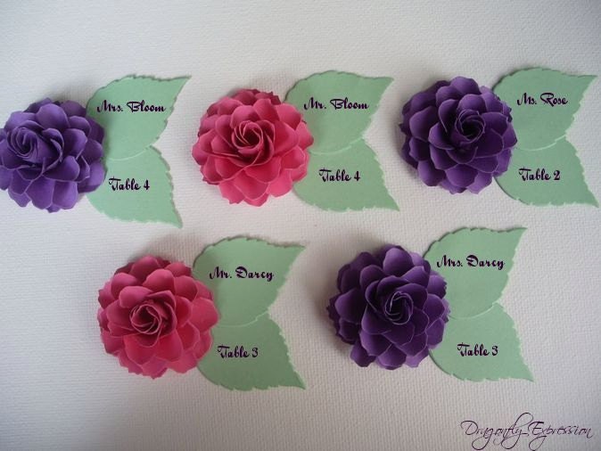 Wedding - ESCORT CARDS - The Rosetta Paper Flowers - Assorted Color - set of 100 - Made To Order