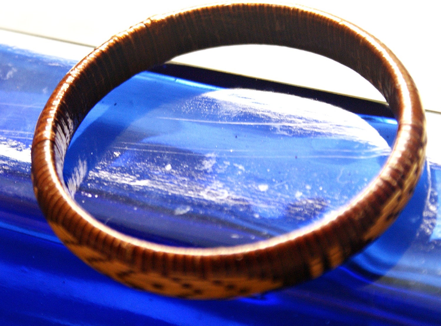 Hawaiian Lauhala and Wood Bracelet Primitive Inspired