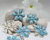Larimar Wholesale pendants - 6 beautiful mixed blue Larimar summer daisies - W - LarimarAndSilver