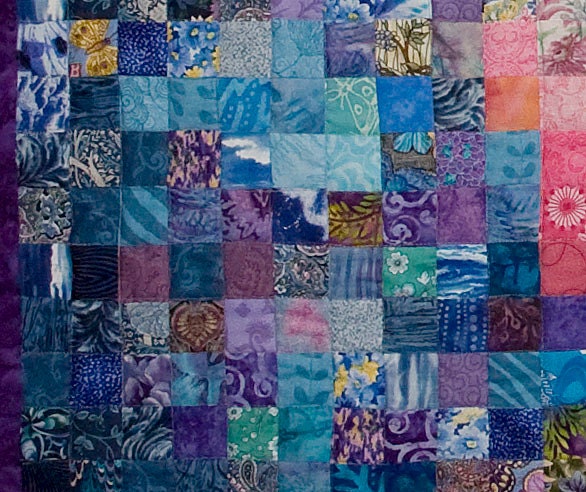 Christian Cross Quilt - Watercolor Art Quilt - Peacock Colors