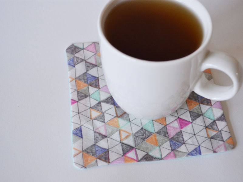 RESERVED - 4 x fabric coasters - extra large geometric coaster - handmade ooak