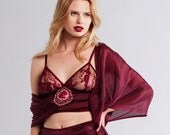 ETSY SALE, Maroon Sleepwear Lingerie, Etsy sale, DELIA Burgundy Shawl Bralette- Long line Camisole bra