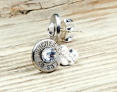 Classy, Dainty Winchester .40 S&W Nickel Bullet Head Stud Earrings with Swarovski Crystals