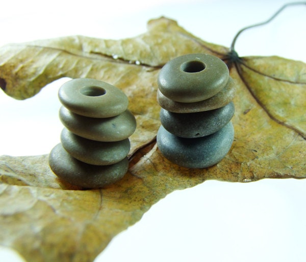 Center Drilled Donuts Beach Stones 8 psc