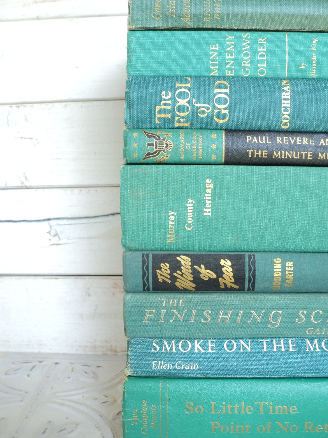 Ocean Books Instant Library Collection Decorative Books Photography Props Turquoise Books by the Foot Teal Green Aqua Blue