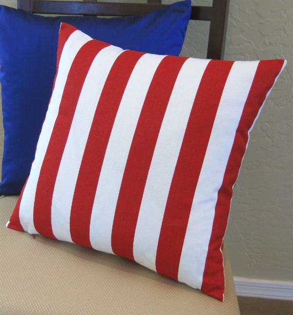 Red and White Striped Throw Pillow Cover