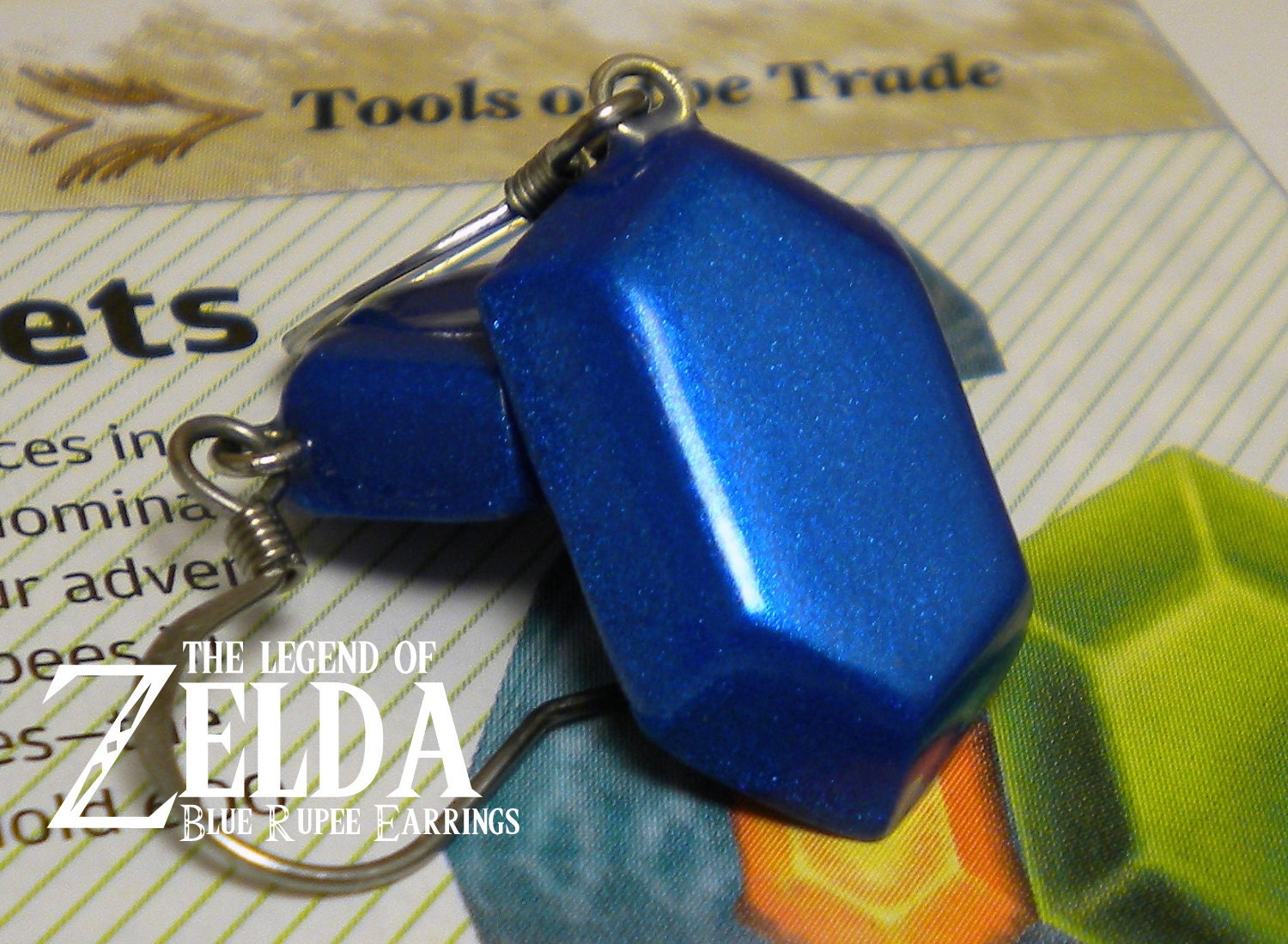 Blue Rupee Earrings (Post or Dangle) - Legend of Zelda - Nintendo - A Portion of the Proceeds Go To Charity