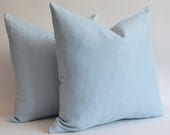 Sukan / SET (2 piece) Soft Blue Simple Colored Linen Pillow Case (Cover, Slip)  - 24x24 inch