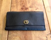 Women's Leather Wallet clutch - trifold wallet hand stitched